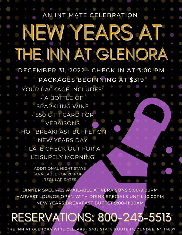 New Years Eve Flyer for the Inn at Glenora - all information contained is readable in the page's text.
