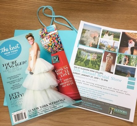 The Knot magazine photographed alongside the flyer for Glenora's 11th Annual Bridal Show
